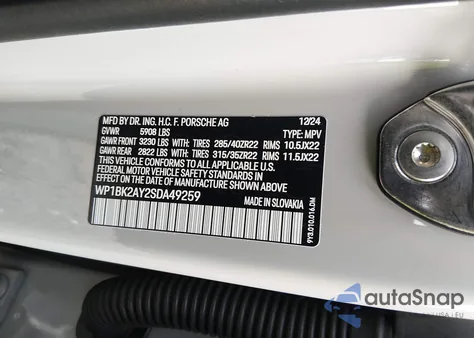 2025 Porsche Cayenne Coupe Turbo Gt из США, поврежденный, VIN WP1BK2AY2SDA49259